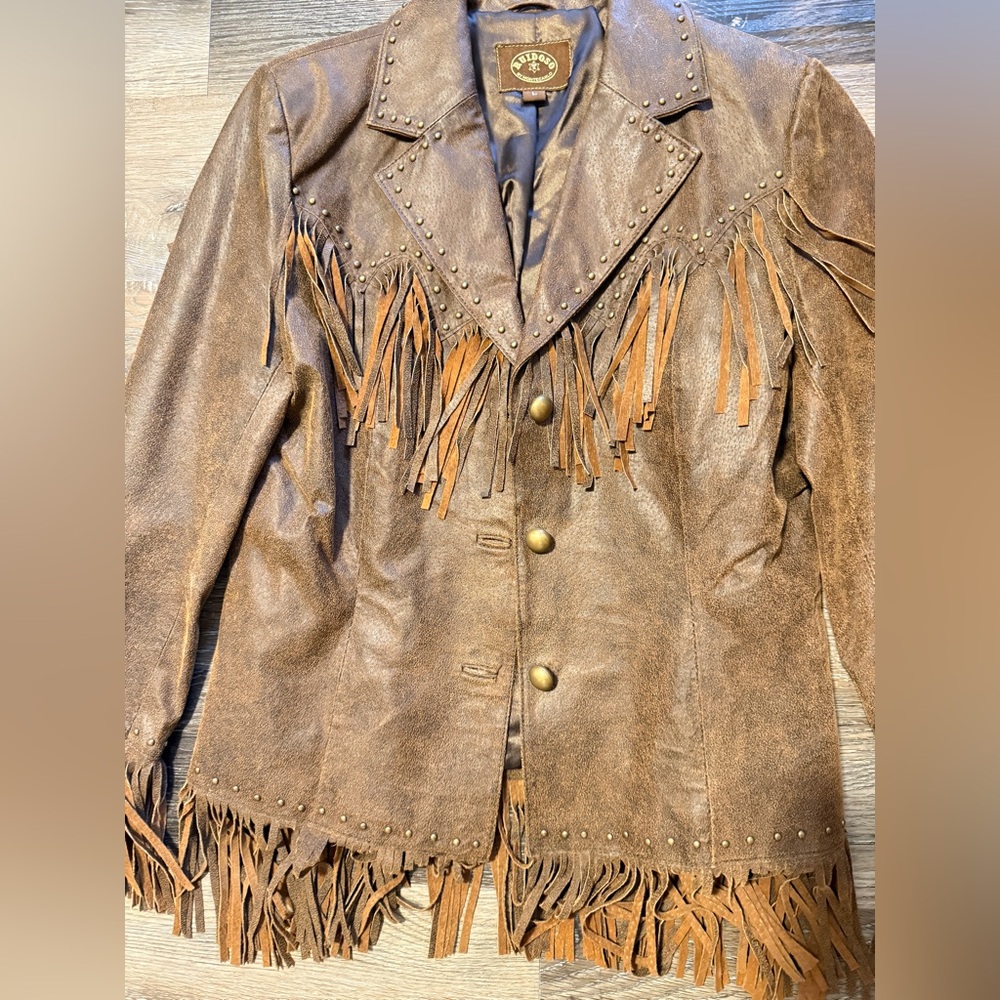 Brown Leather Fringe Jacket - Picture 3 of 8